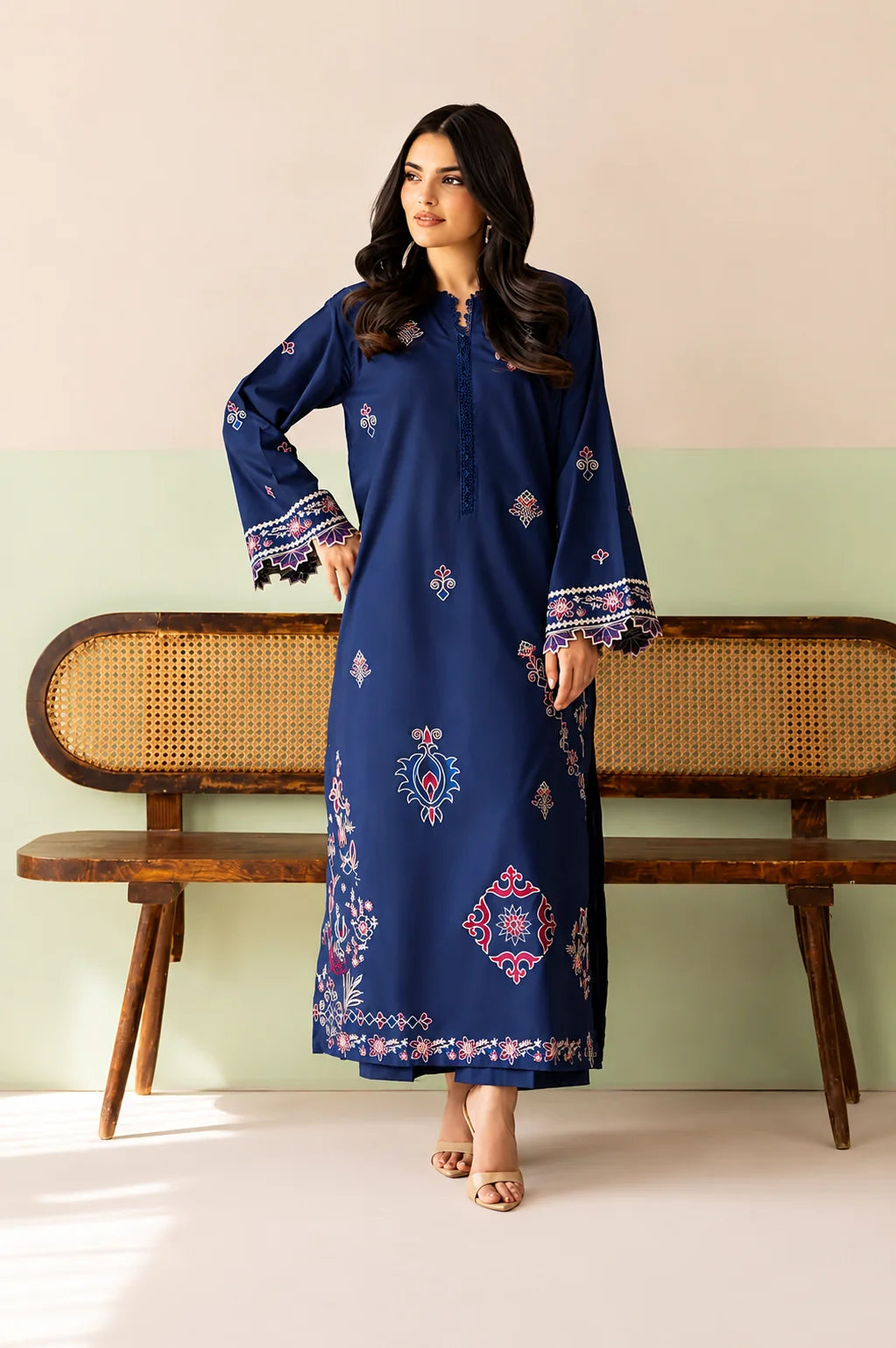 Royal Blue– Embroidered 2 Piece