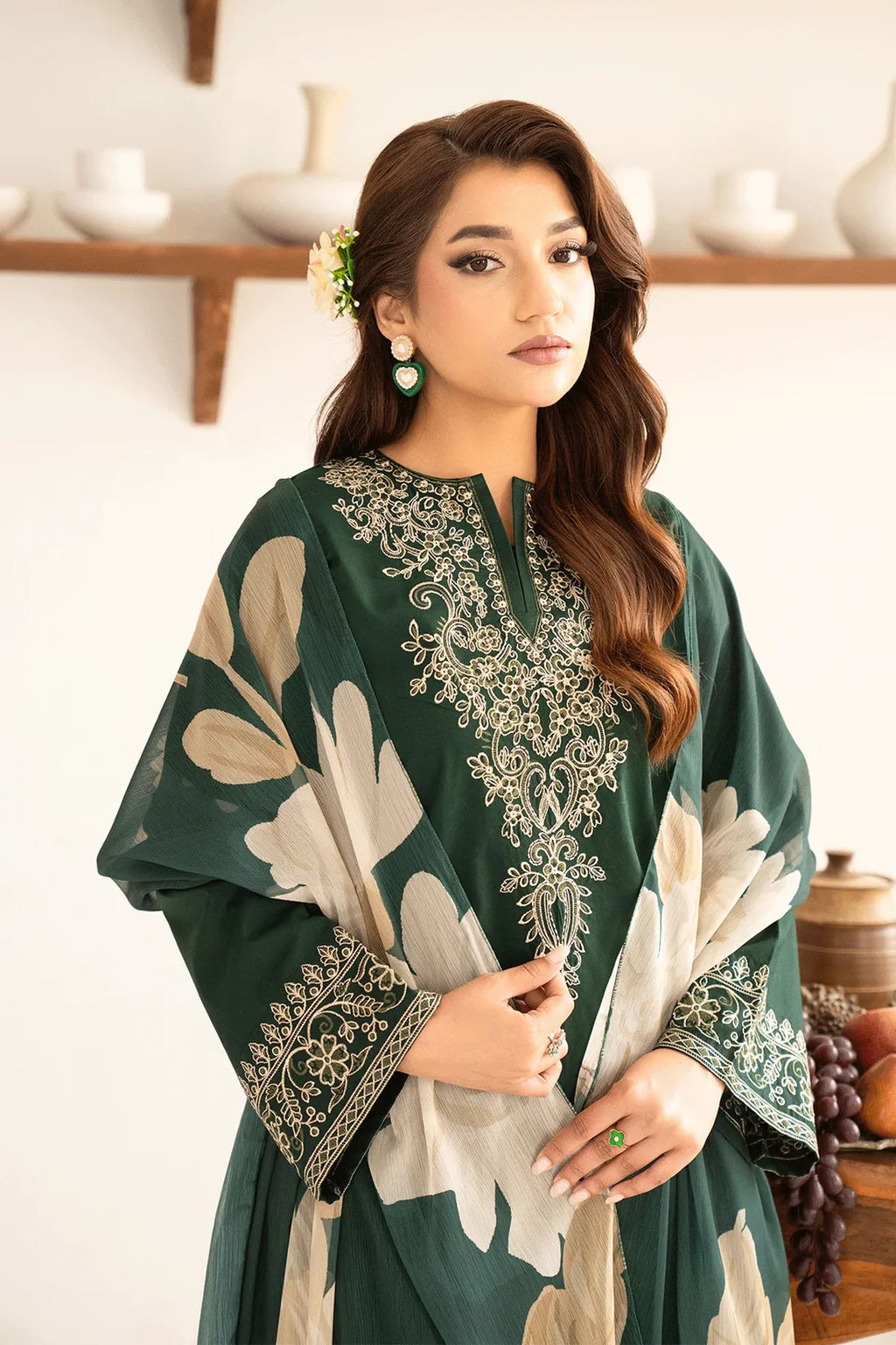 Aabroo– Embroidered 3 Piece