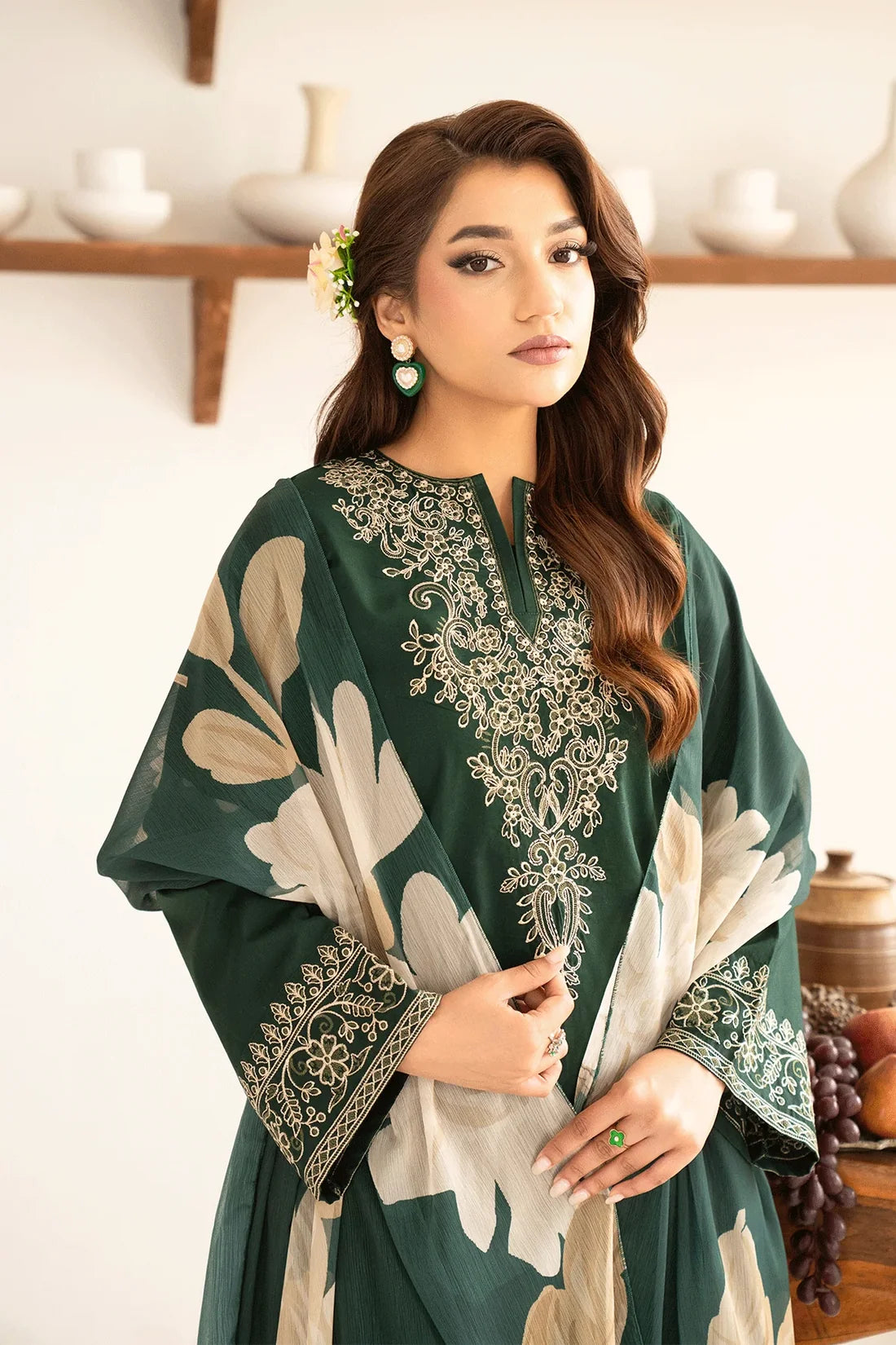 Aabroo– Embroidered 3 Piece