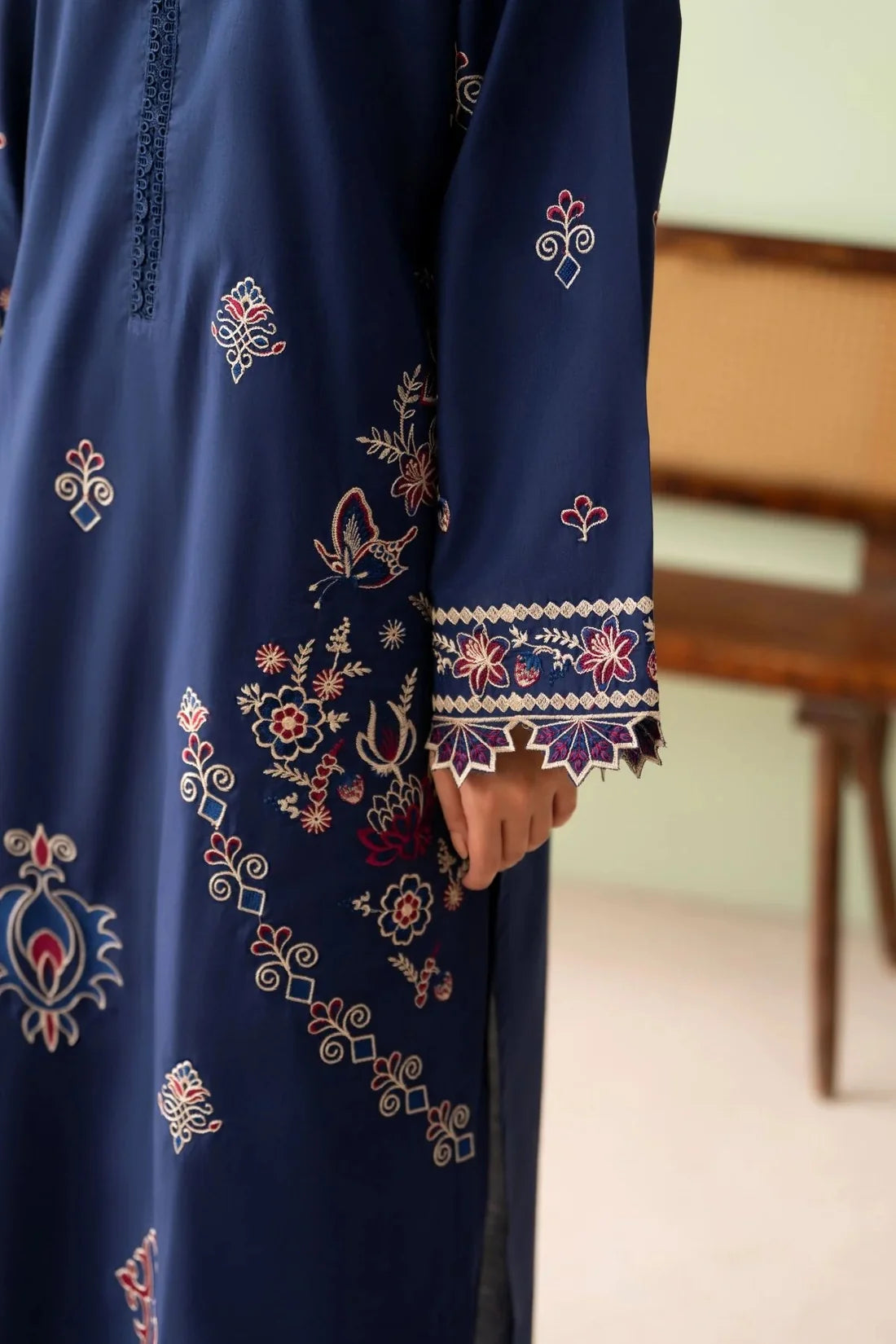 Royal Blue– Embroidered 2 Piece