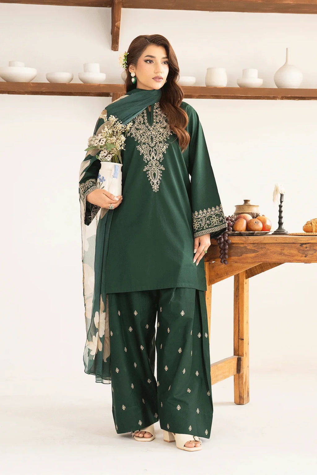 Aabroo– Embroidered 3 Piece