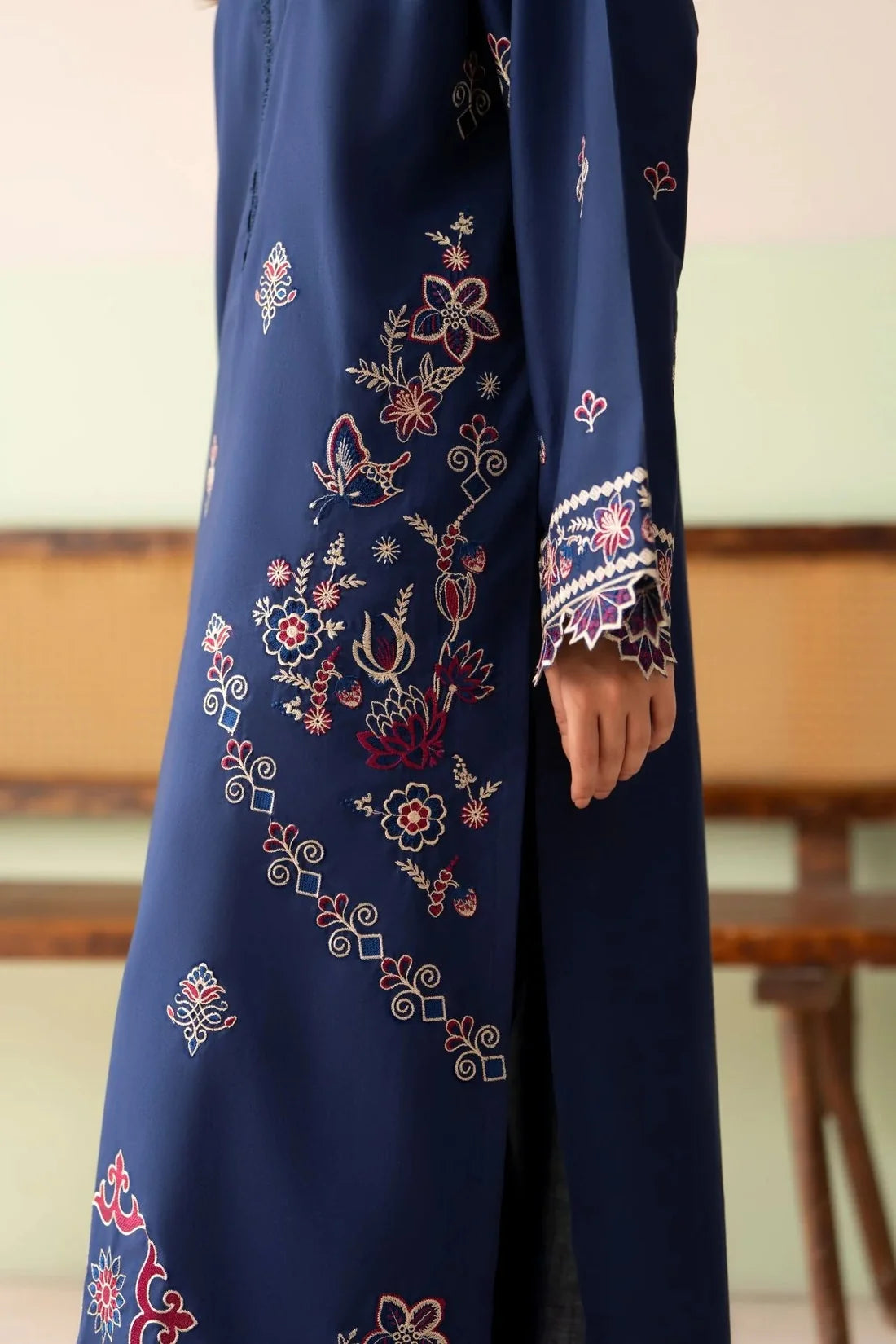 Royal Blue– Embroidered 2 Piece