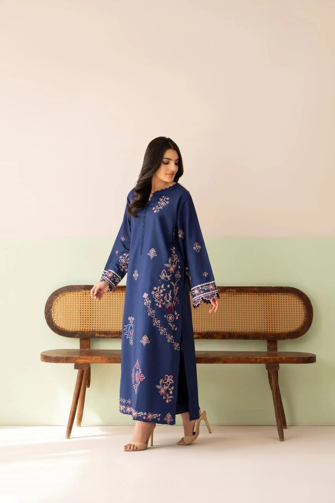 Royal Blue– Embroidered 2 Piece