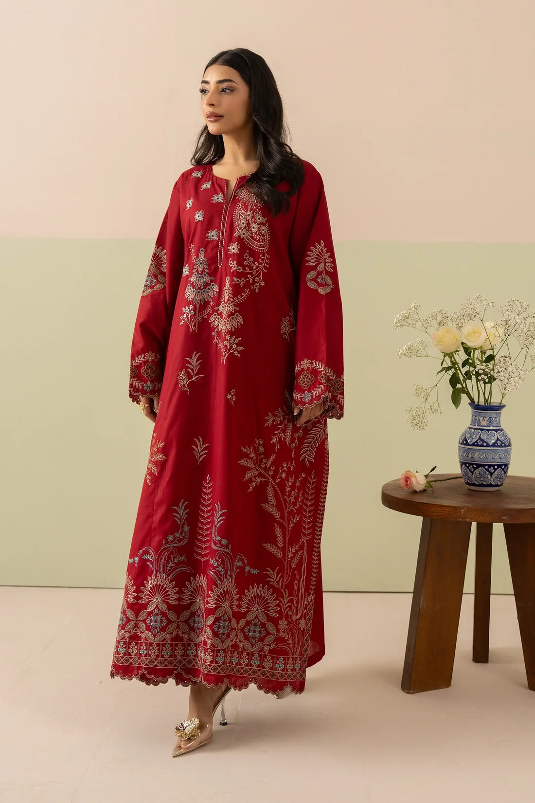 Red– Embroidered 2 Piece