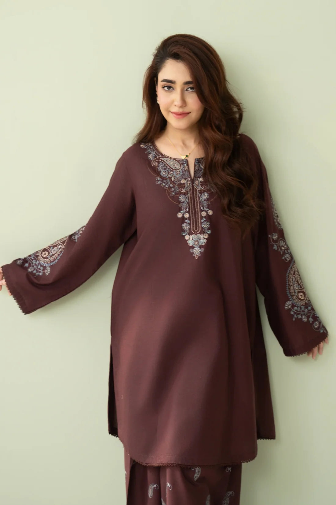 Chocolate– Embroidered 2 Piece