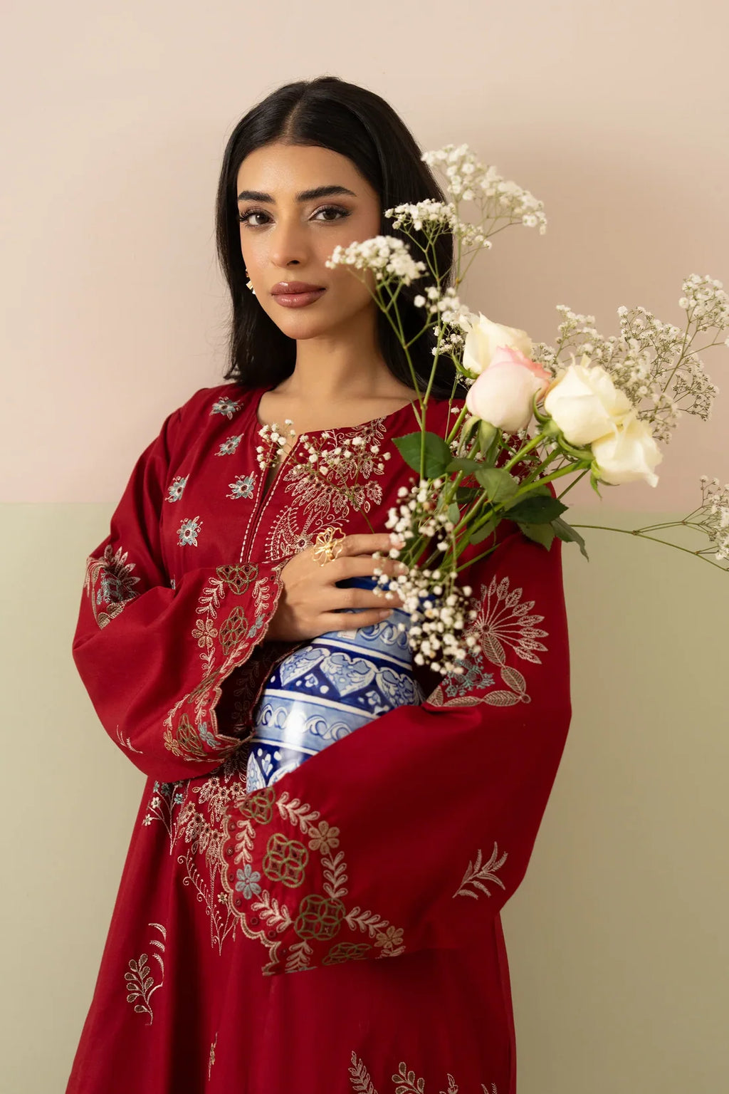 Red– Embroidered 2 Piece