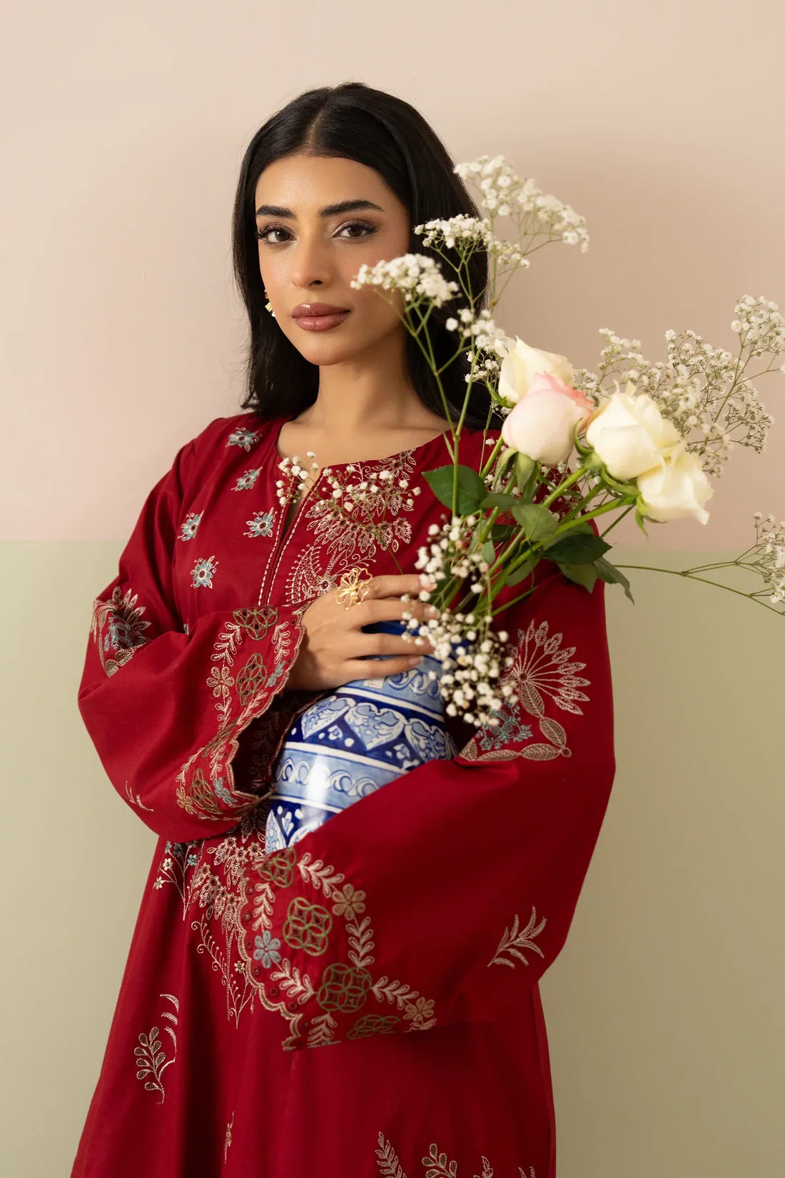 Red– Embroidered 2 Piece