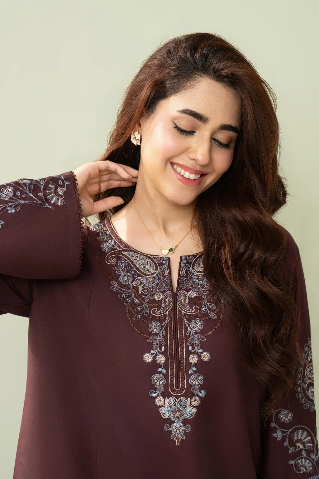 Chocolate– Embroidered 2 Piece