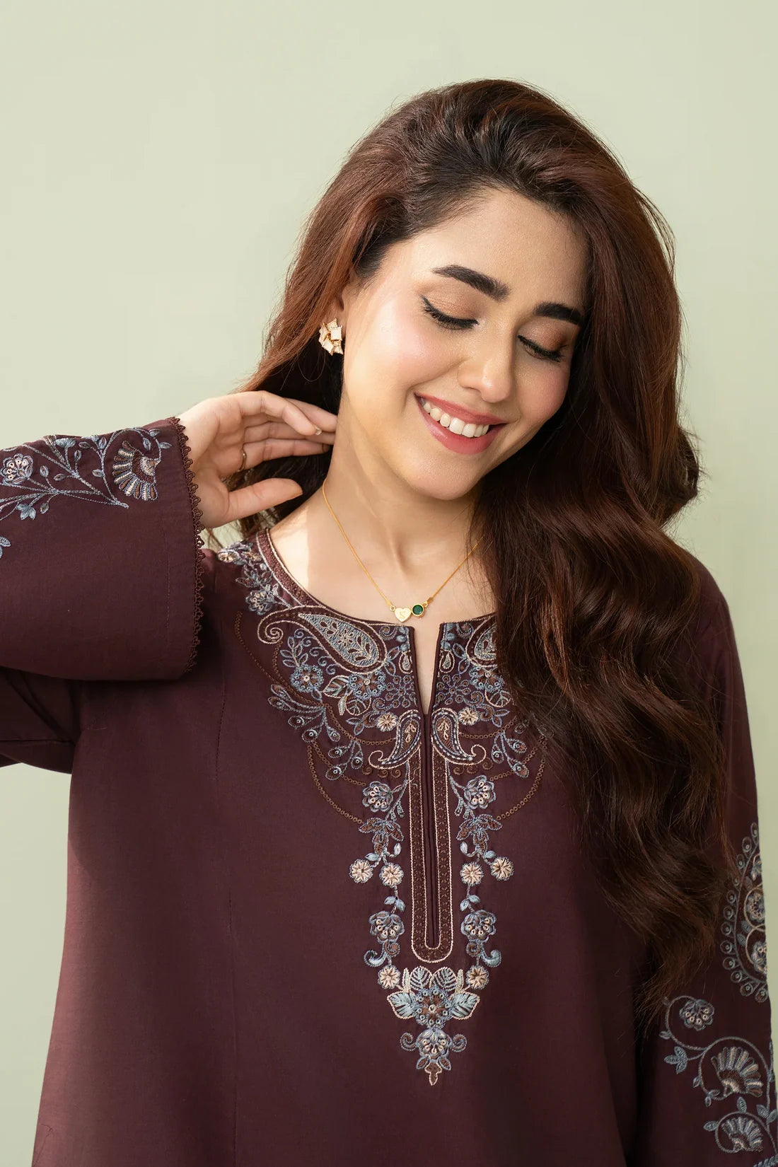 Chocolate– Embroidered 2 Piece