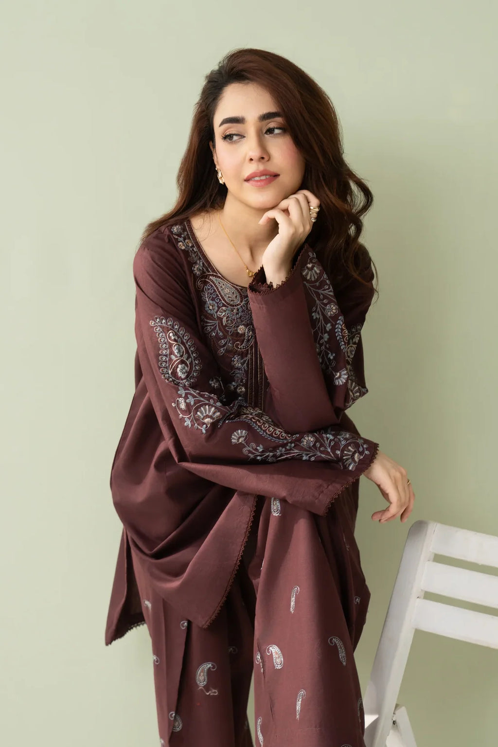 Chocolate– Embroidered 2 Piece