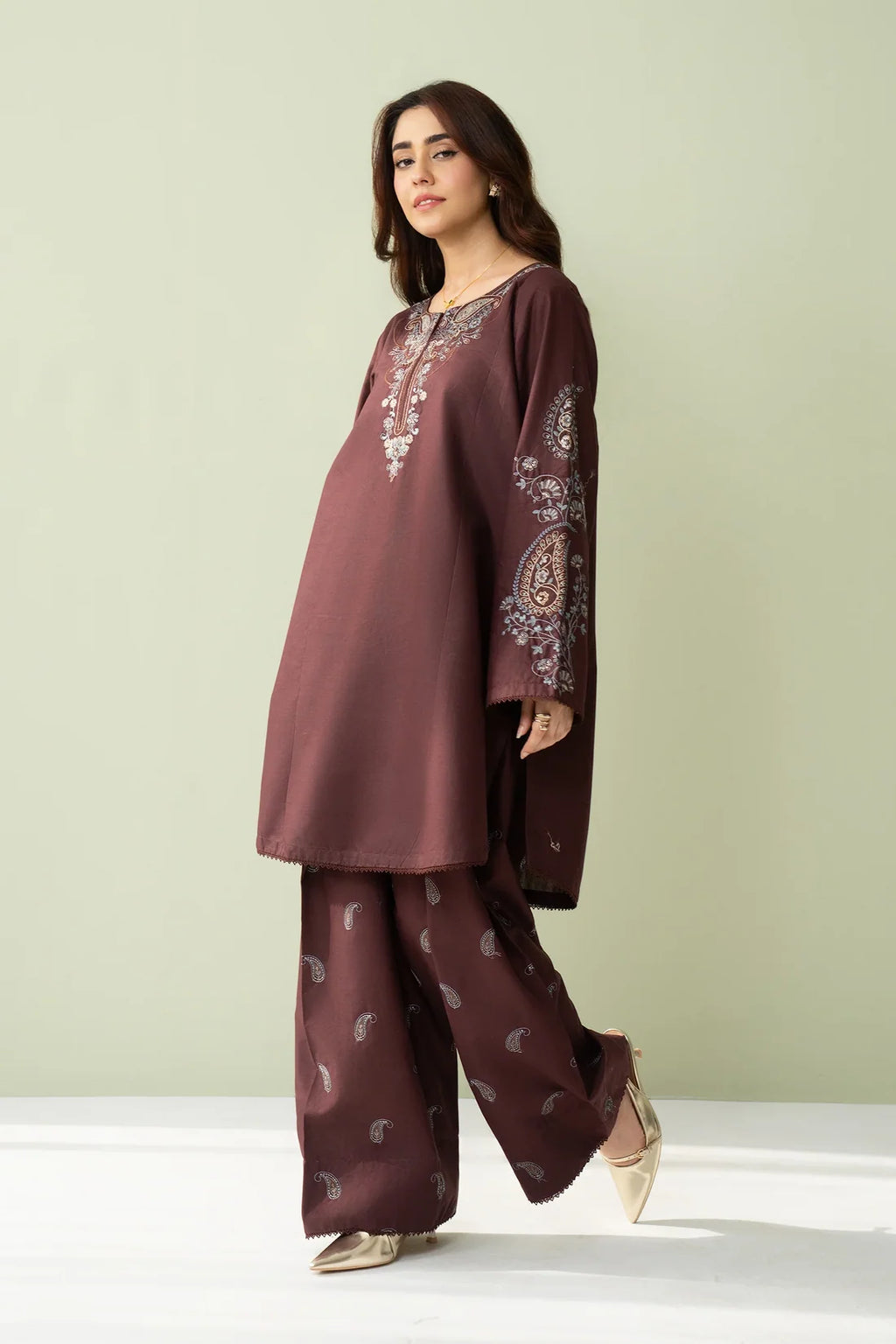 Chocolate– Embroidered 2 Piece