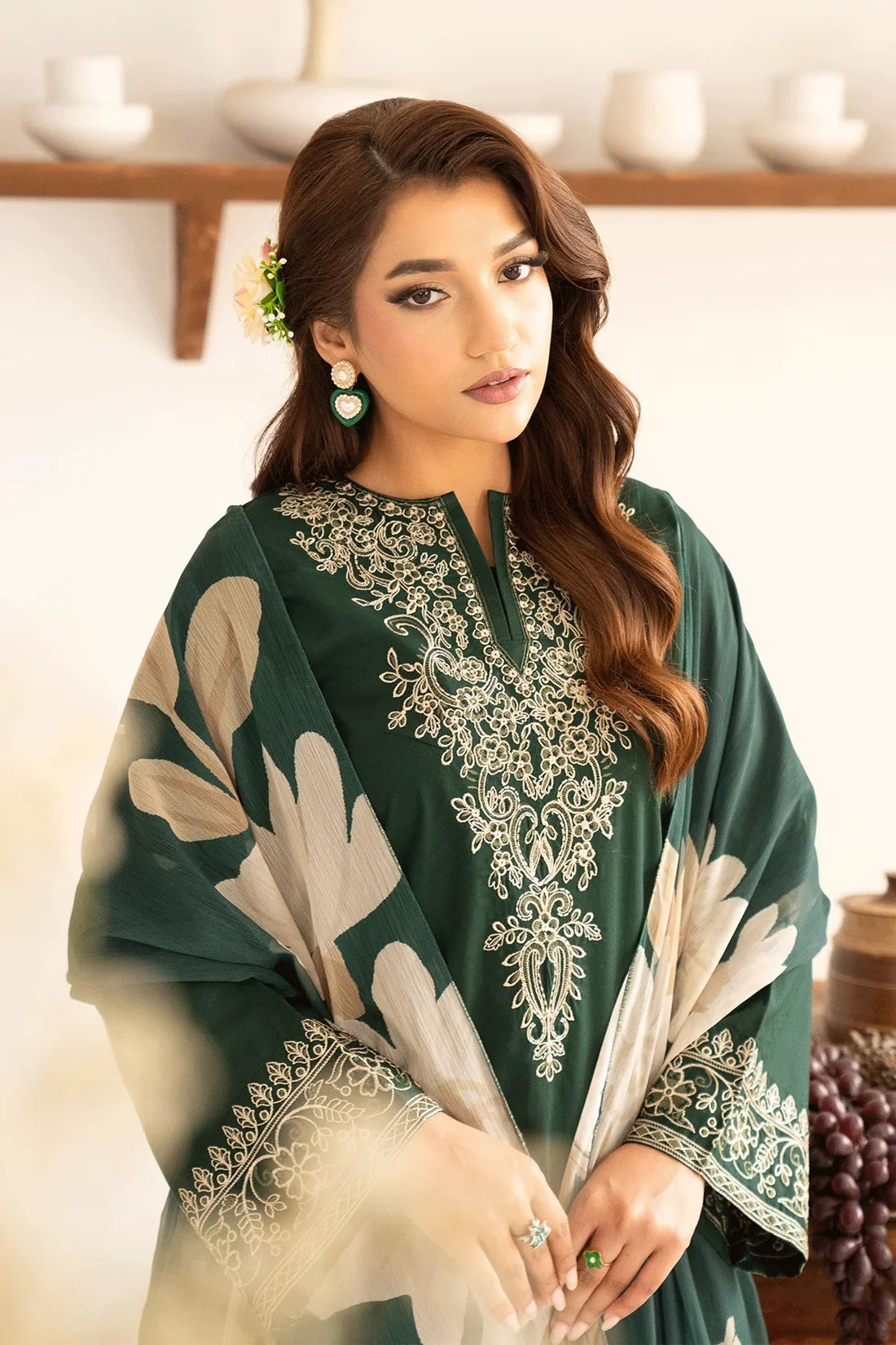 Aabroo– Embroidered 3 Piece