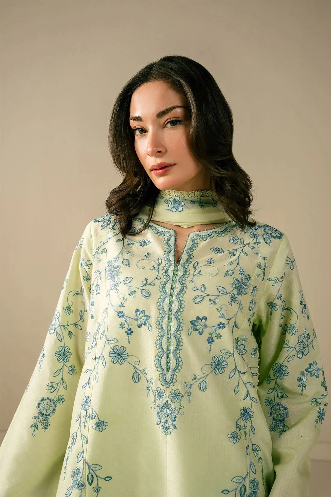 Mint Meadow– Embroidered 3 Piece