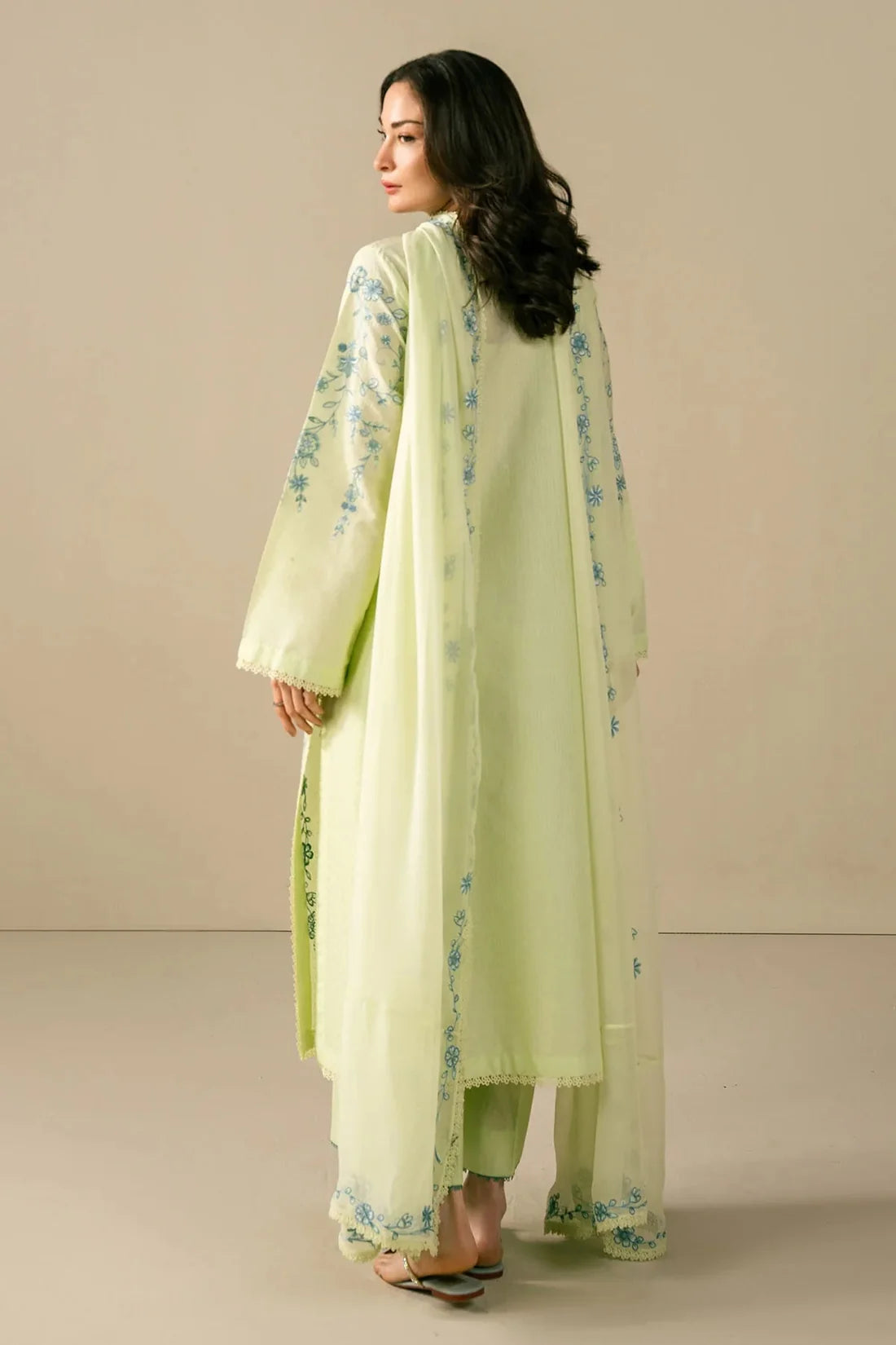 Mint Meadow– Embroidered 3 Piece
