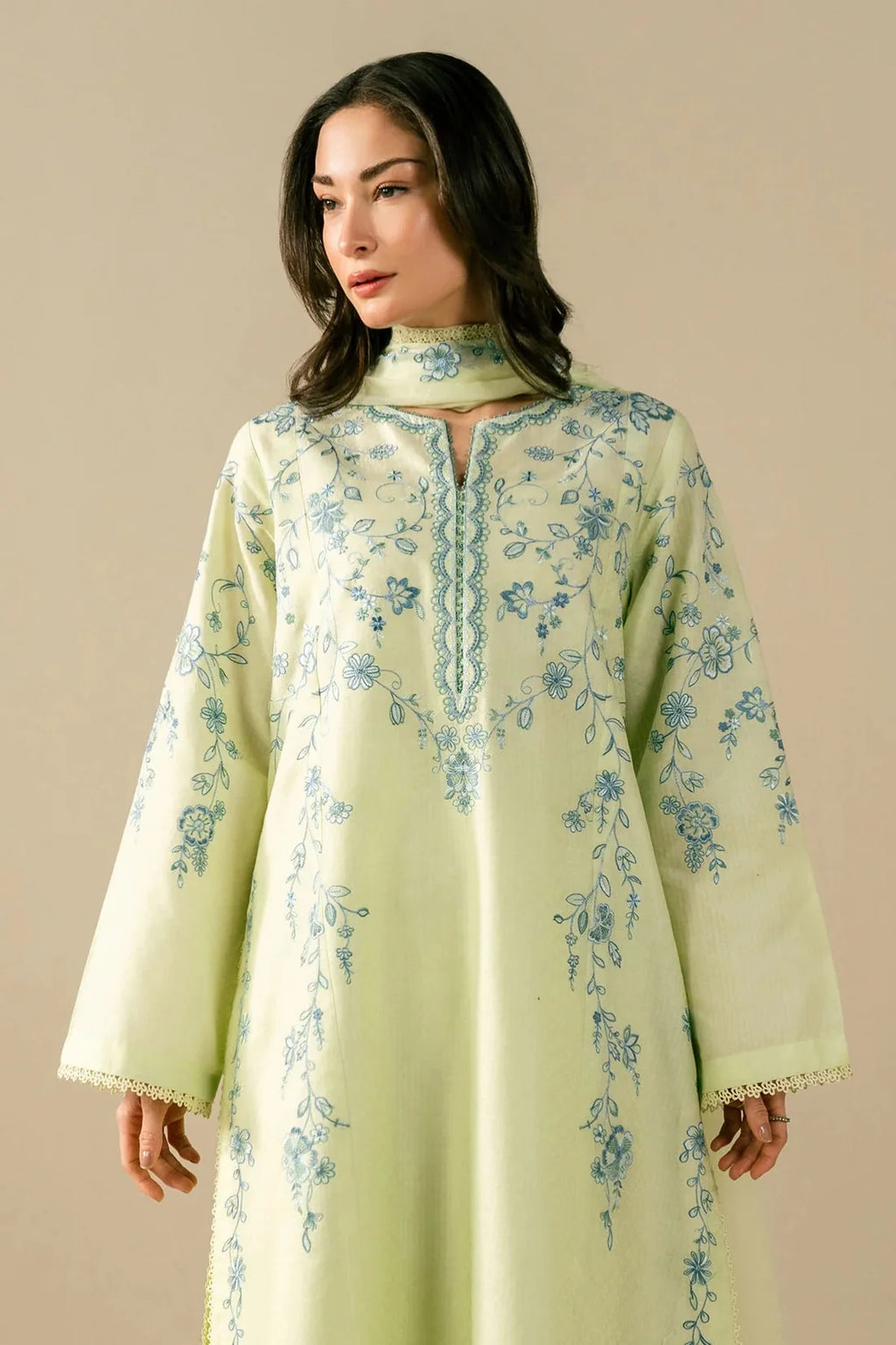 Mint Meadow– Embroidered 3 Piece