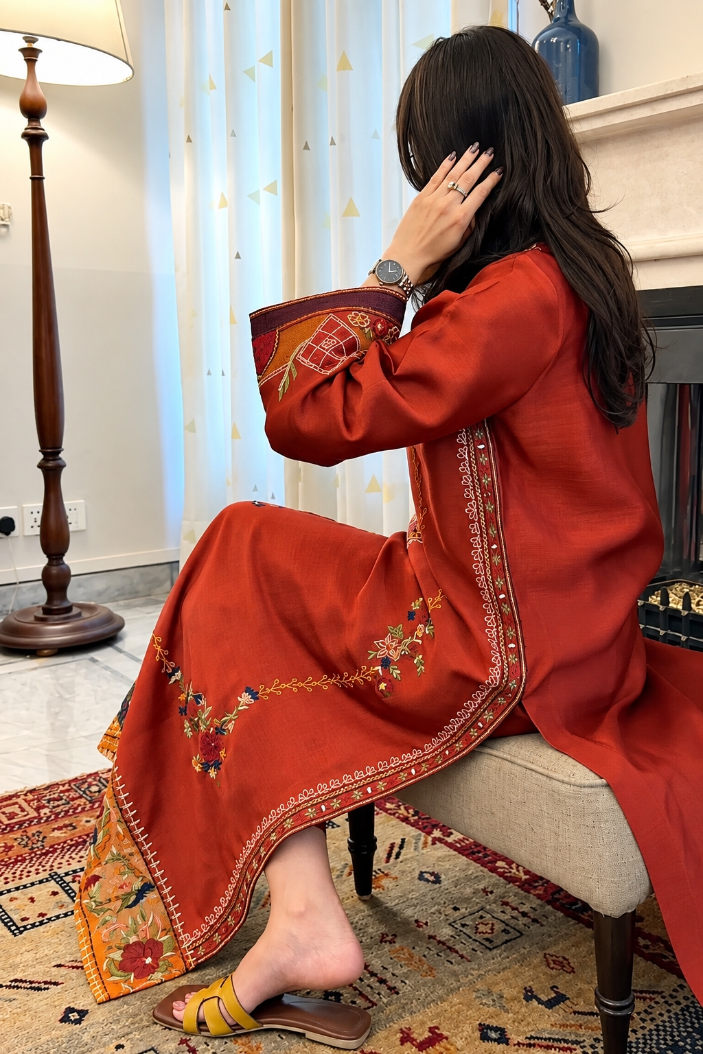 Winter Ember– Embroidered 3 Piece
