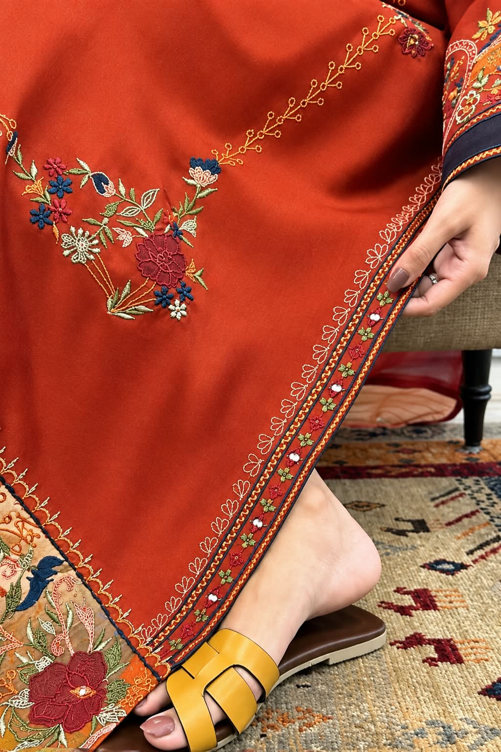 Winter Ember– Embroidered 3 Piece