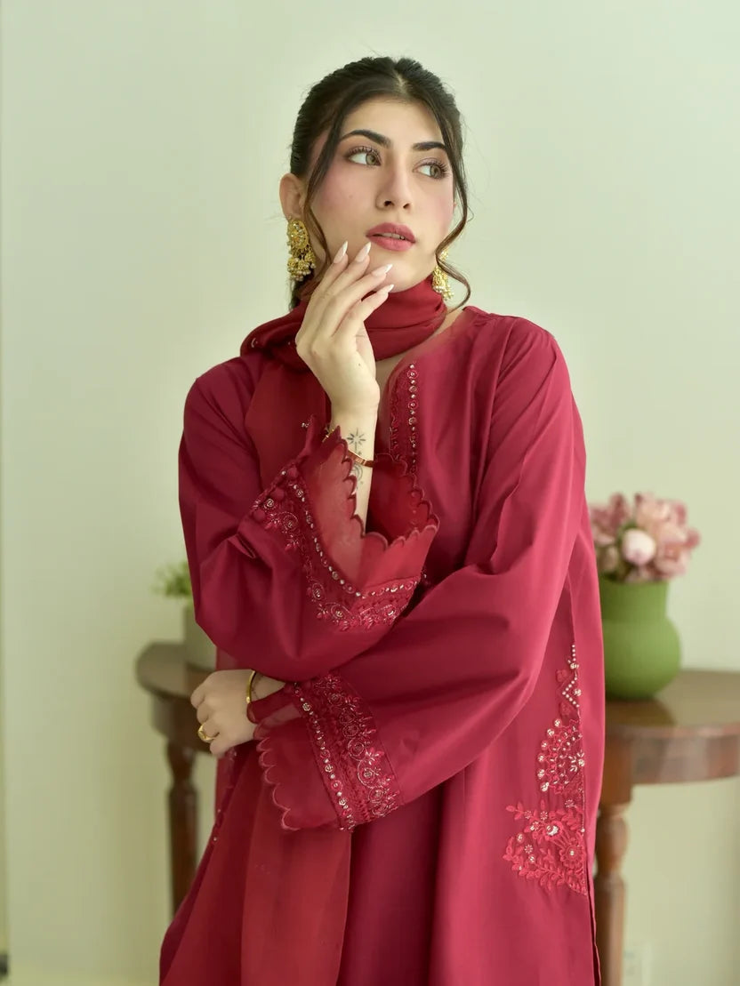 Mahrukh– Embroidered 3 Piece