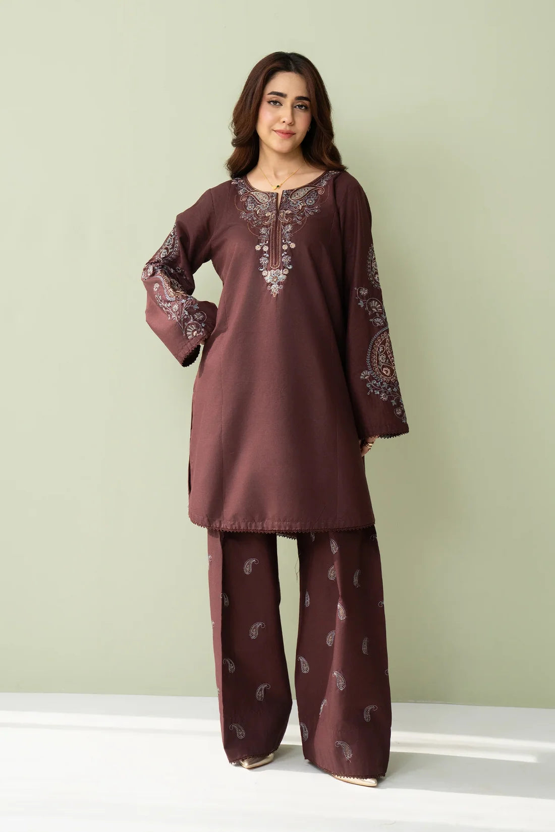 Chocolate– Embroidered 2 Piece