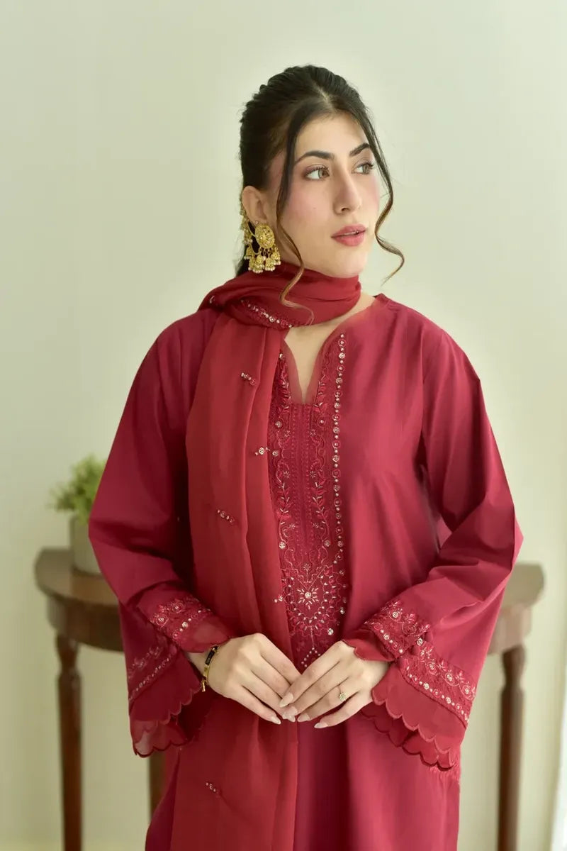Mahrukh– Embroidered 3 Piece