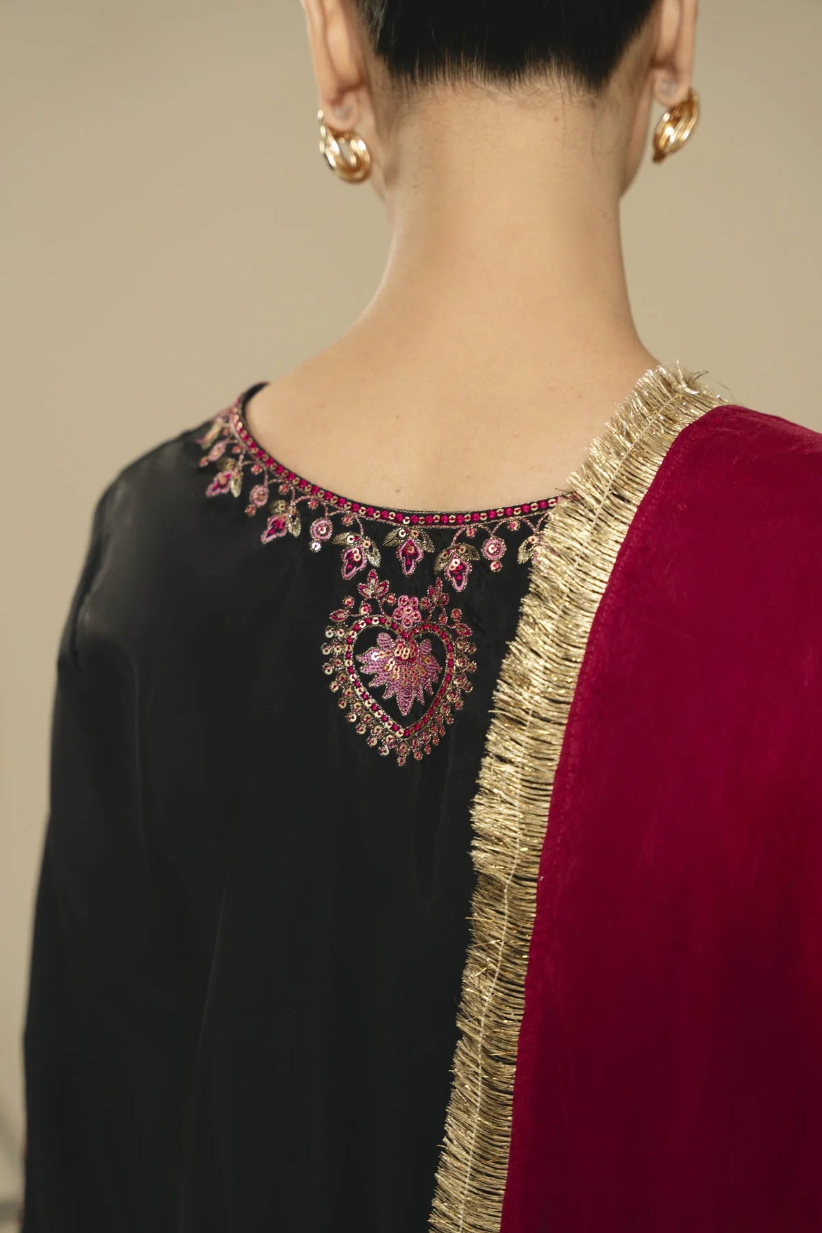 Evening Ember– Embroidered 3 Piece